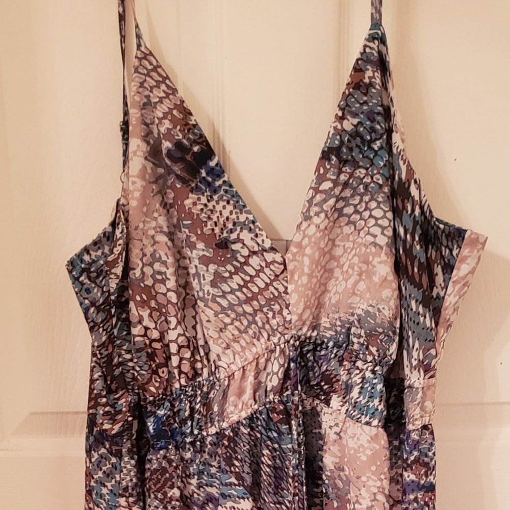 Jennifer Lopez Blue Snake Print Cami Maxi Dress